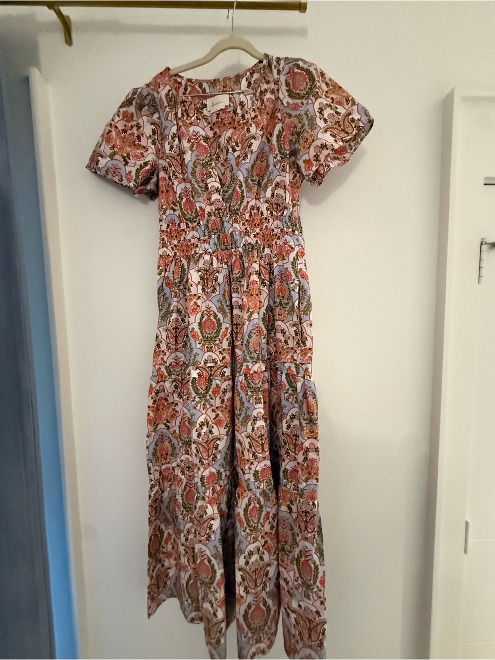 Anthropologie Somerset Floral Paisley V-Neck Maxi Dress in Pink and Multi